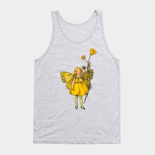 Cute Vintage Cottagecore Yellow Faerie Pixie With Buttercup And Butterfly Wings Tank Top